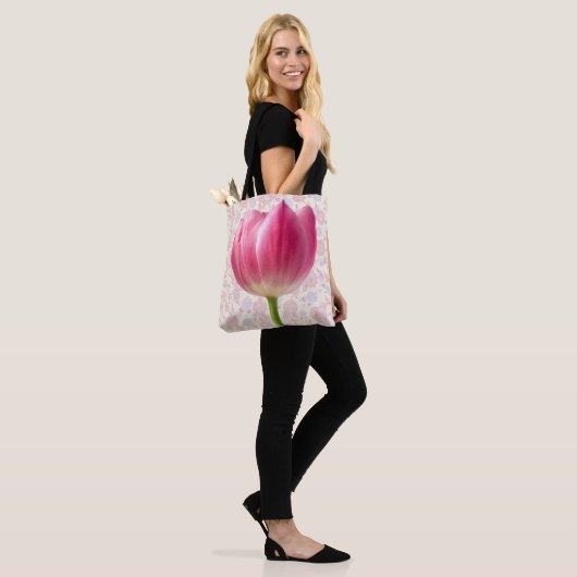 stijlvolle, roze Tulp Flower Canvas tas (Op model)