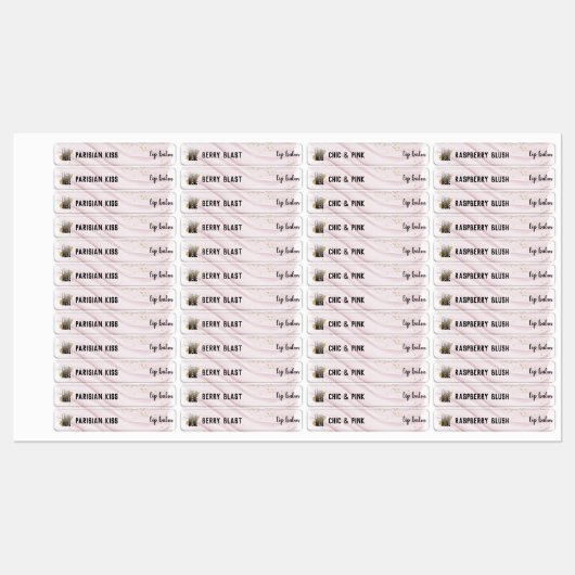 Stijlvolle roze Waterverf lip balm met Logo Labels (Vel)