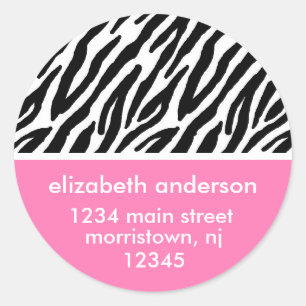 Stijlvolle roze Zebra Afdrukken Ronde Sticker