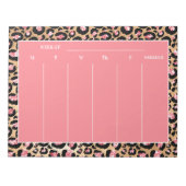 Stijlvolle roze zwarte Cheetah Leopard Weekly Plan Notitieblok (Voorkant)