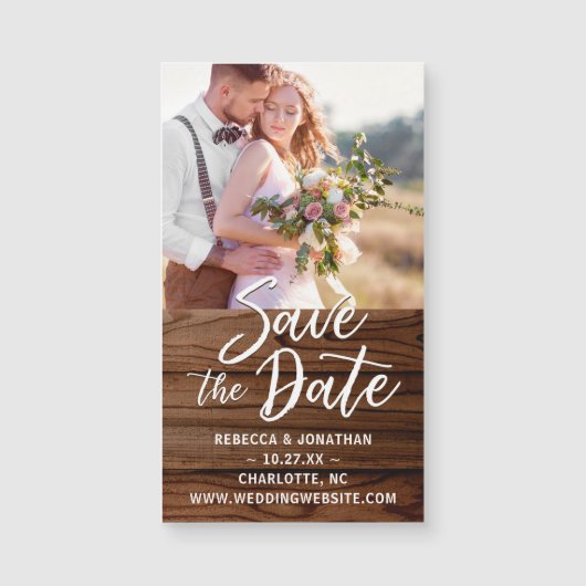 Stijlvolle rustieke trouwfoto Save the Date Magnet (Voorkant)