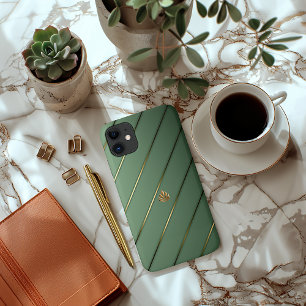 Stijlvolle Sage Green & Gold iPhone 11 Hoesje