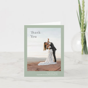 Stijlvolle Sage Green Modern Wedding Bedankkaart