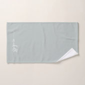 Stijlvolle Sage Green Monogram Naam Script Handtek Bad Handdoek (Handdoek)