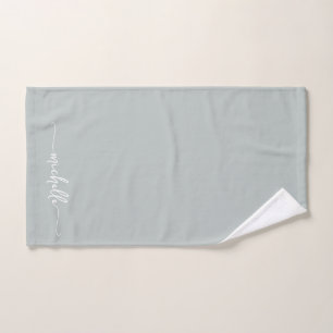 Stijlvolle Sage Green Monogram Naam Script Handtek Handdoek