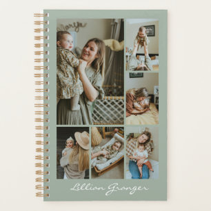 Stijlvolle Saliegroene Gepersonaliseerde Fotocolla Planner