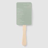 Stijlvolle saliegroene moderne trouwprogramma handwaaier (Voorkant)