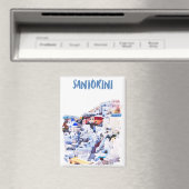 Stijlvolle Santorini Griekenland Waterverf schilde Magneet (Insitu (Vaatwasser))