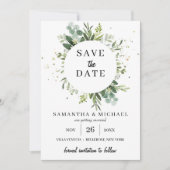 Stijlvolle sappige groen bruiloft bespaar de datum save the date (Voorkant)