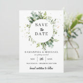 Stijlvolle sappige groen bruiloft bespaar de datum save the date (Staand voorkant)