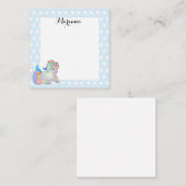 Stijlvolle schattige kleurrijke eenhoorn blauw wit notitiekaartje (Voorkant / Achterkant)