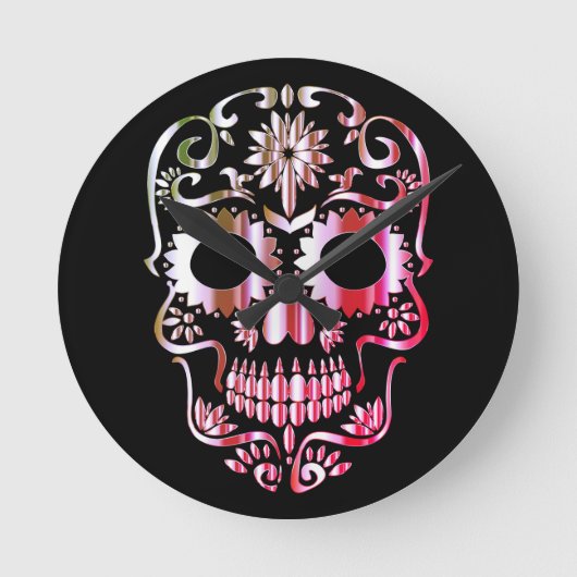 Stijlvolle schedel ronde klok (Voorkant)