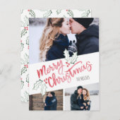 Stijlvolle schuine waterverf Kerstmis 3-foto Feestdagenkaart (Voorkant / Achterkant)