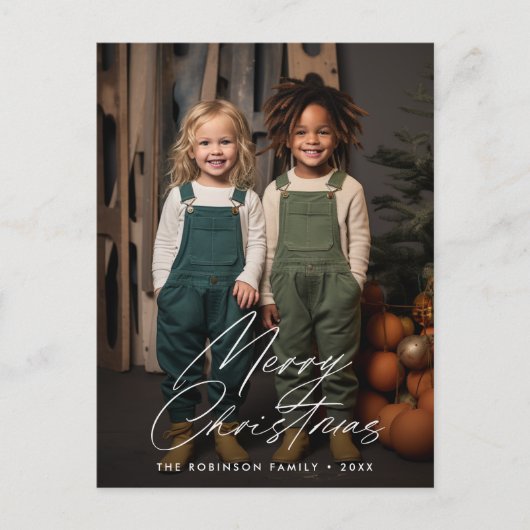 Stijlvolle script belettering Kerstmis Briefkaart (Voorkant)