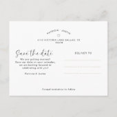 Stijlvolle Script Foto Collage Trouw Save the Date Aankondigingskaart (Achterkant)