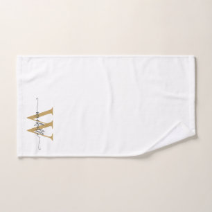 Stijlvolle Script Modern Wit Goud Monogram Naam Handdoek
