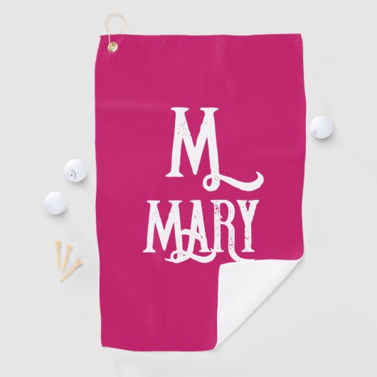 STIJLVOLLE SCRIPT MONOGRAM ROZE GOLFHANDDOEK (Insitu)