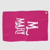 STIJLVOLLE SCRIPT MONOGRAM ROZE GOLFHANDDOEK (Horizontaal)