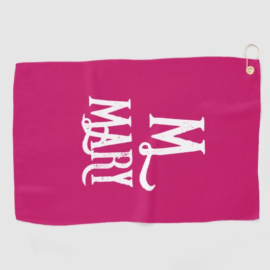 STIJLVOLLE SCRIPT MONOGRAM ROZE GOLFHANDDOEK (Horizontaal)