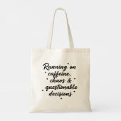Stijlvolle script tas – Op cafeïne en  (Achterkant)