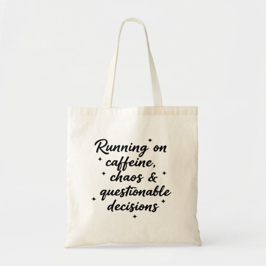 Stijlvolle script tas – Op cafeïne en  (Voorkant)