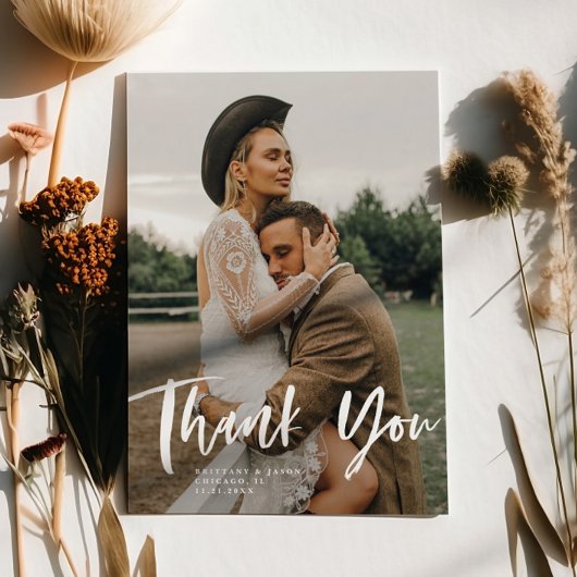 Stijlvolle Script Wedding Bedankkaart