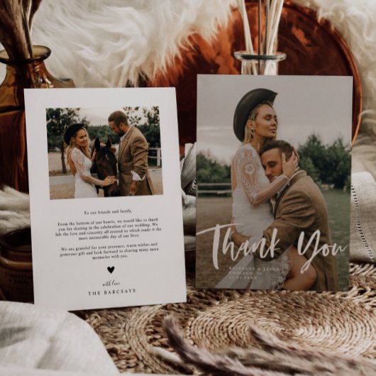 Stijlvolle Script Wedding Bedankkaart