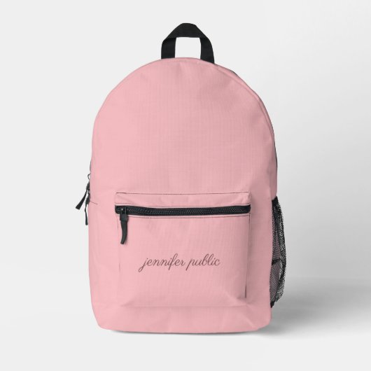 Stijlvolle scriptnaam Feminine Blush Pink Custom Bedrukte Rugzak (Voorkant)
