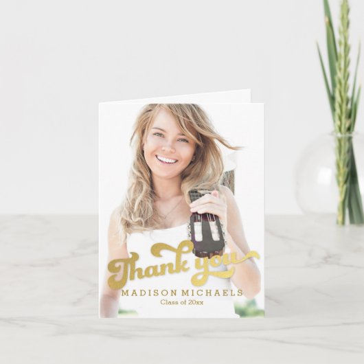 Stijlvolle Shimmer Afstuderen bedankkaart (Voorkant)