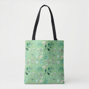 Stijlvolle Shopper Floral Shades of Green Canvas t Draagtas