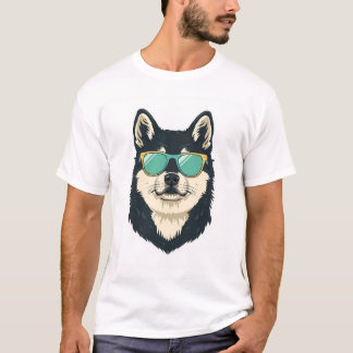 Stijlvolle Siberische Husky-hond met zonnebril kle T-shirt