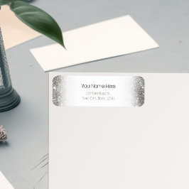 Stijlvolle Silver Glitter Glitz Foto Etiket