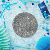 Stijlvolle Silver Glitter Glitz Foto Papieren Bordje (Feest)
