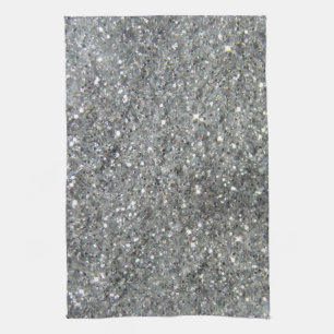 Stijlvolle Silver Glitter Glitz Foto Theedoek