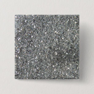 Stijlvolle Silver Glitter Glitz Foto Vierkante Button 5,1 Cm