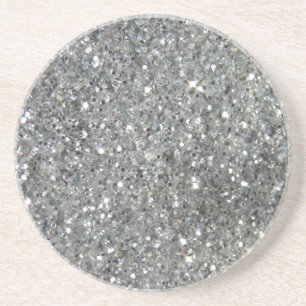 Stijlvolle Silver Glitter Glitz Foto Zandsteen Onderzetter