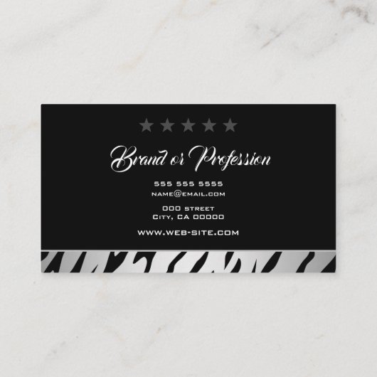 Stijlvolle Silver Gradient Zebra Animal Print Patt Visitekaartje (Achterkant)