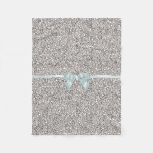 Stijlvolle Silver Sequins, Bow & Ribbon Fleece Deken (Voorkant)