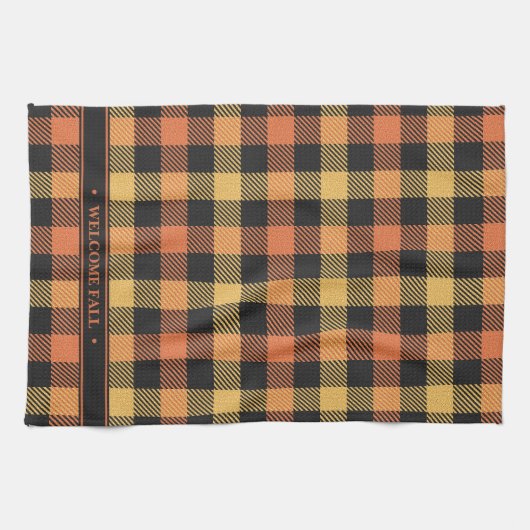 Stijlvolle Sinaasappel Zwart Geel Herfst Kleur Pla Theedoek (Horizontaal)