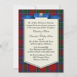 Stijlvolle Sinclair Tartan Plaid Custom Wedding Kaart