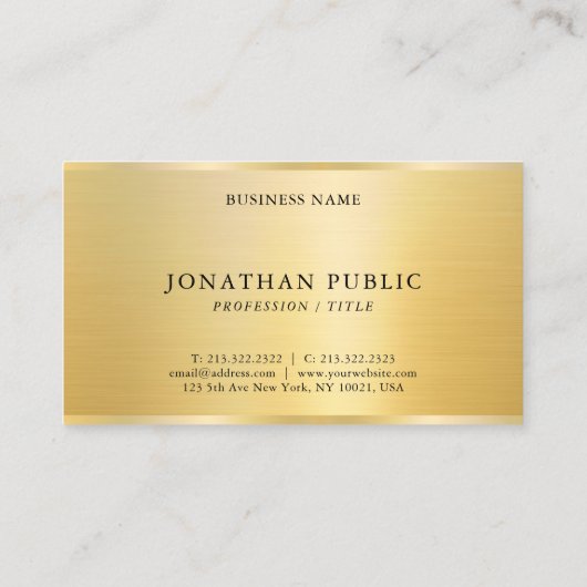 Stijlvolle Sjabloon Gold Look Professional Gloss Visitekaartje (Achterkant)