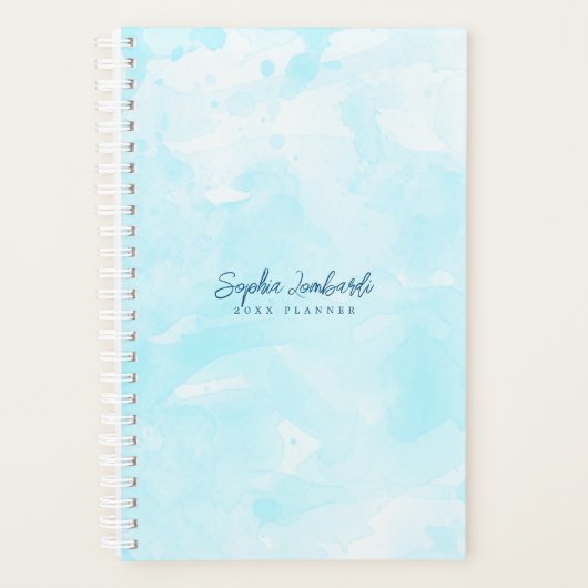 Stijlvolle Sky Blue Waterverf Wash Planner (Voorkant)