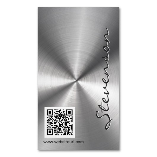 Stijlvolle slanke metalen blik met QR-code Visitekaartje Magneet (Voorkant Verticaal)