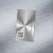 Stijlvolle slanke metalen blik met QR-code Visitekaartje Magneet (Voorbeeld)