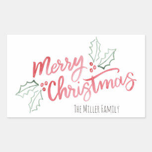Stijlvolle slanke Waterverf voor vrolijk kerstfees Rechthoekige Sticker