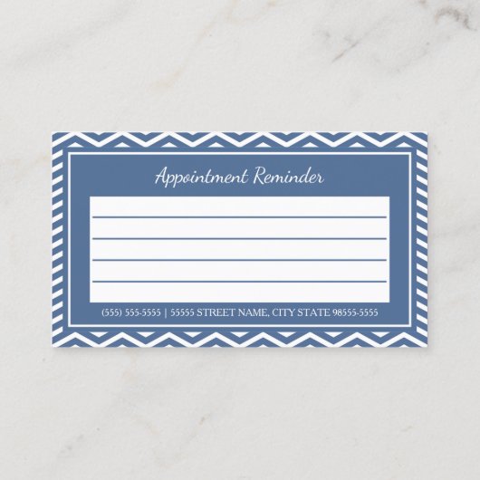 Stijlvolle Slate Blue Chevron Salon Afspraak Afsprakenkaartje (Achterkant)