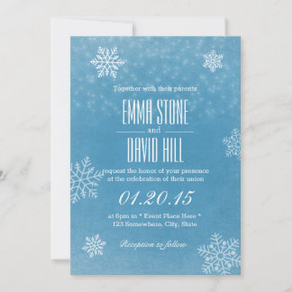 Stijlvolle sneeuwvlokken Winter Wedding Invitation Kaart