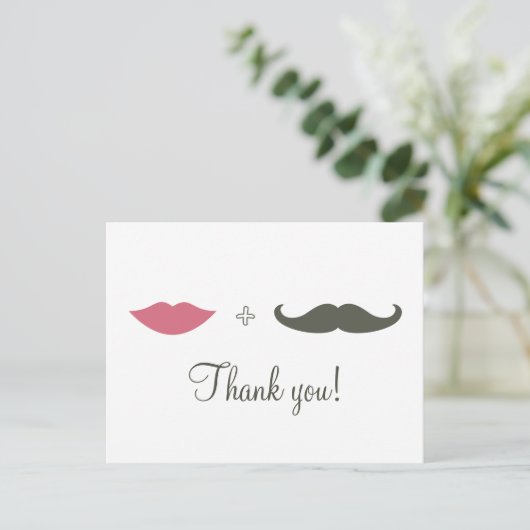 Stijlvolle snor en lippen Bedankt Briefkaart (Staand voorkant)