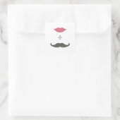 Stijlvolle snor en lippen Envelope Seal Vierkante Sticker (Tas)