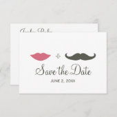 Stijlvolle snor en lippen redden de datum save the date (Voorkant / Achterkant)